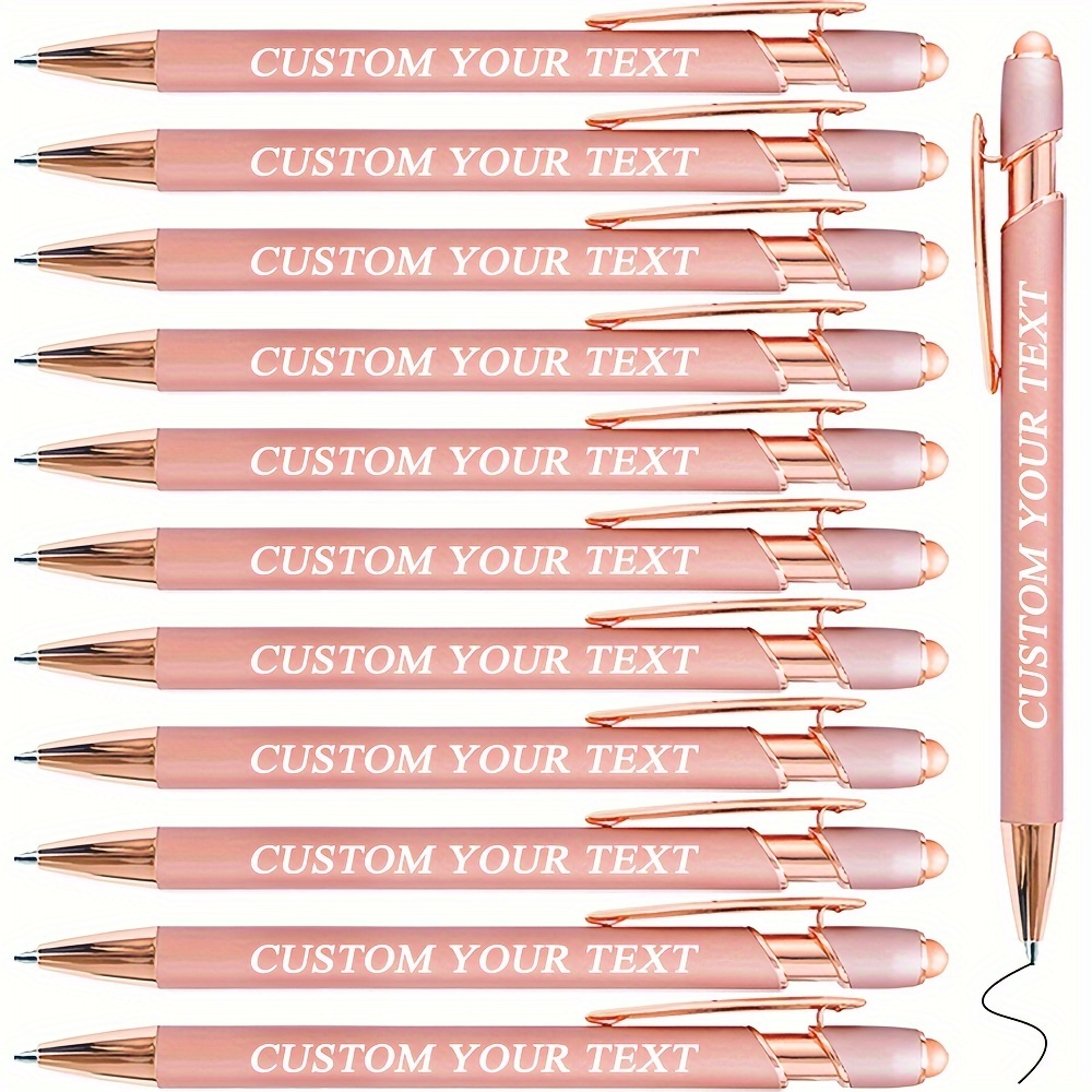 

Exquisite Custom-made Rose Golden Ballpoint Pens: 12 Pcs, Black Ink, 2-in-1 Writing & Touch Screen Functionality - Perfect Gift For Friends, Colleagues, Family & More