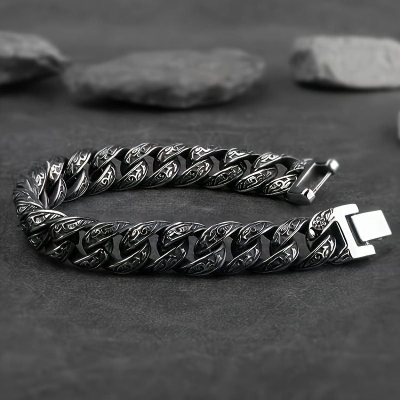 

Hip Hop Street Bracelet, Retro Men's Wide Titanium Steel Bracelet