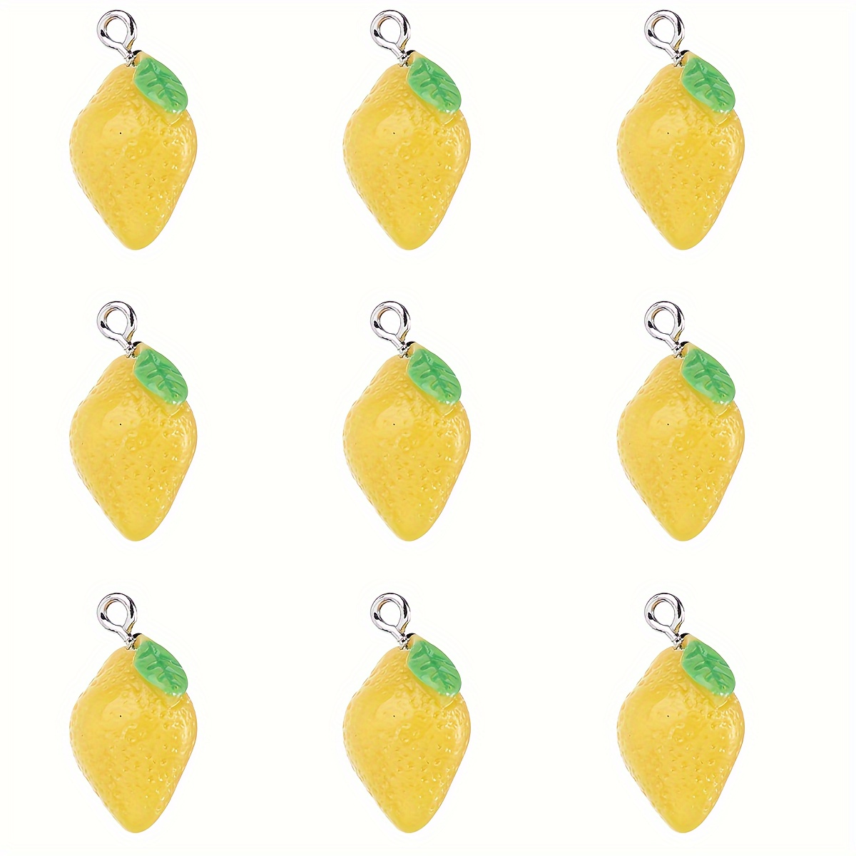 

10pcs Lemon Charms - Plastic Fruit Pendants For Making, Earrings, Bracelets, Necklaces, Keychains