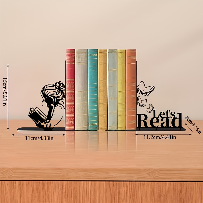 TEMU A Pair Of Book-holding Women Bookends, Decorative Book Dividers, Desktop Ornaments, Home Decor