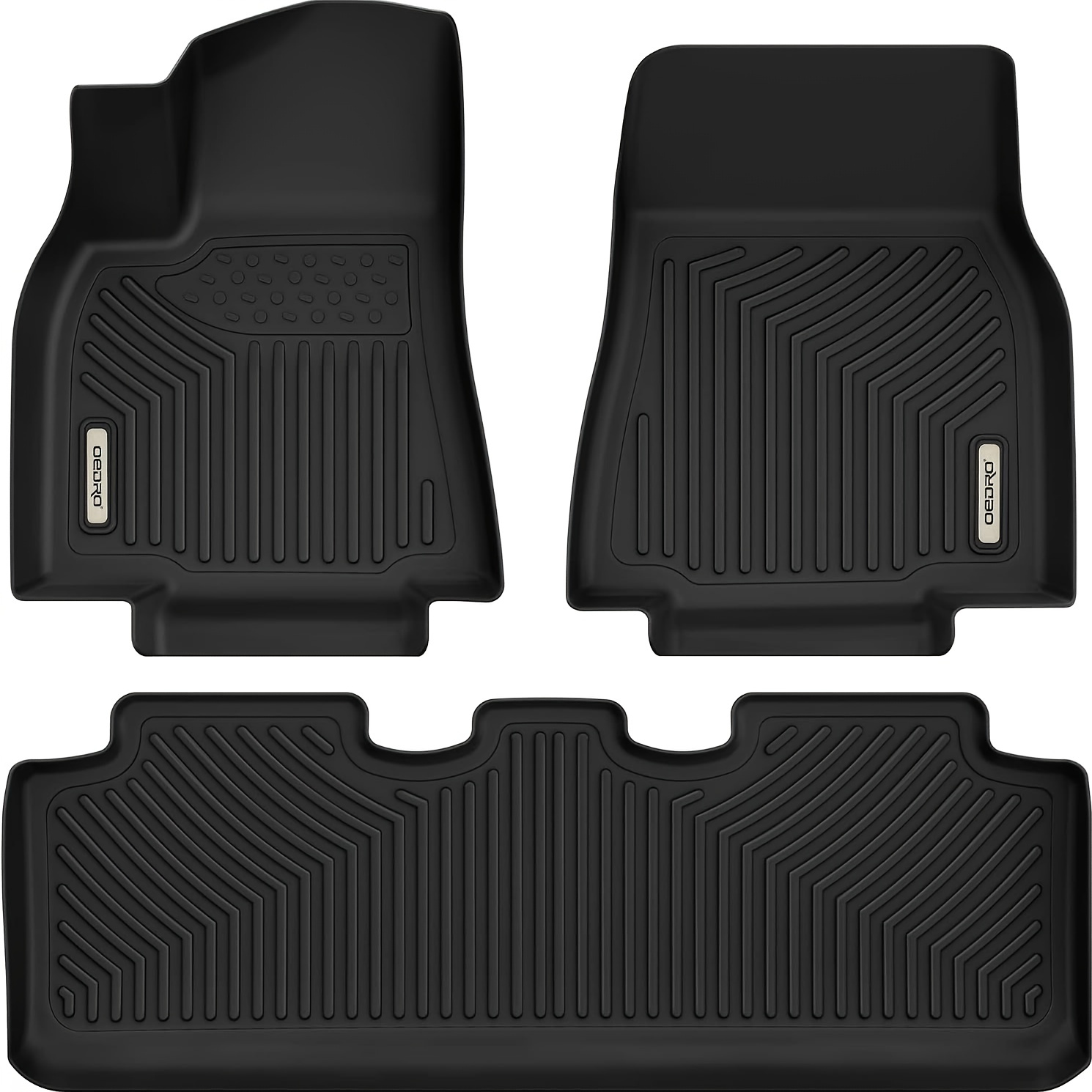 Floor Mats Fit for Tesla Model Y 2020-2024 5-Seat, TPE All Weather Model Y Floor Liners * 1st and 2nd Row: Front &amp; Rear Full Set Liner, Black