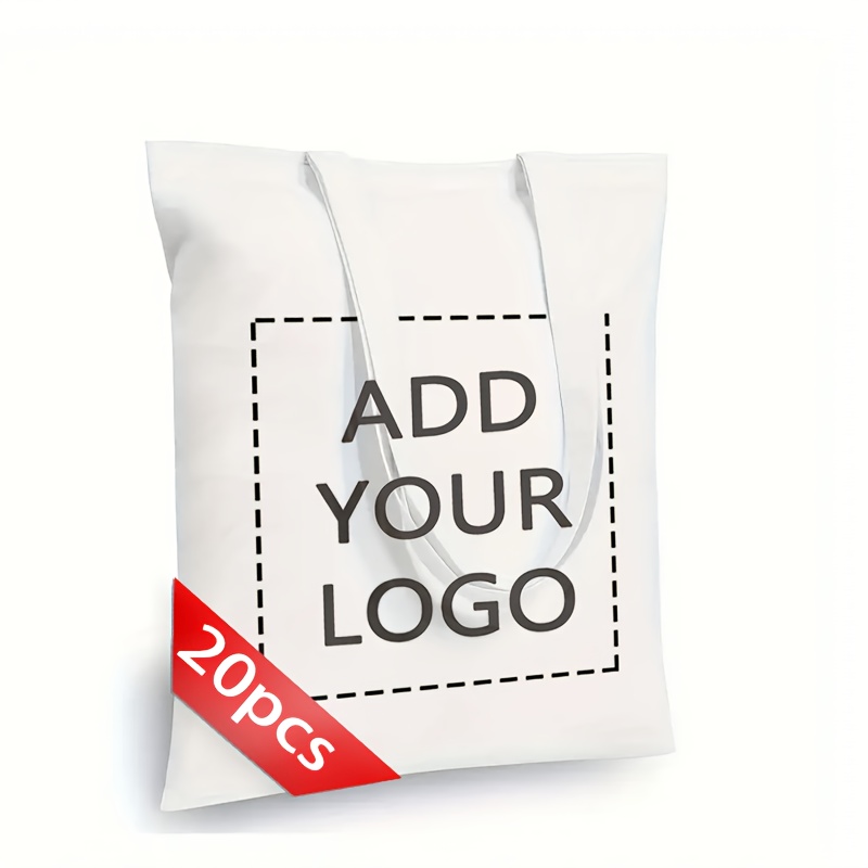 TEMU [custom Image] Set Of 20 Colorful Design Printed 5oz Canvas Tote Bags 37x40cm Large Capacity Men's Tote Bags
