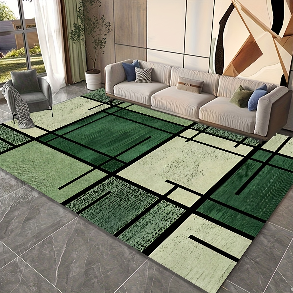 TEMU Velvet 850g/mÂ², Extra-large Size Luxurious Soft And Thick Rectangular Polyester Area Rug, Featuring A Modern Minimalist Geometric Pattern ,