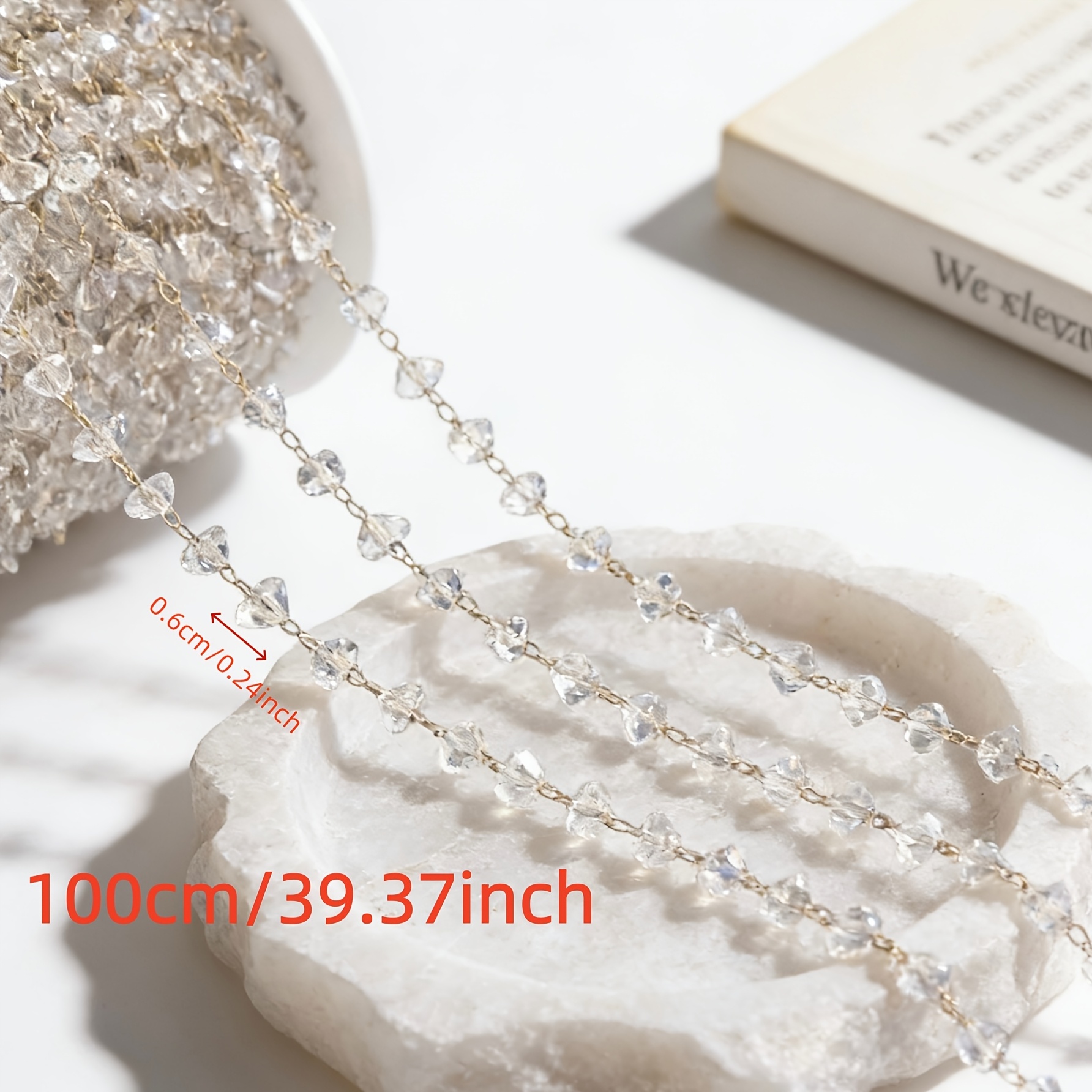TEMU Chaîne triangulaire de 100 cm en cuivre plaqué or avec cristal et de 6 mm, idéale pour les de pull, d'oreilles, à franges, les et autres