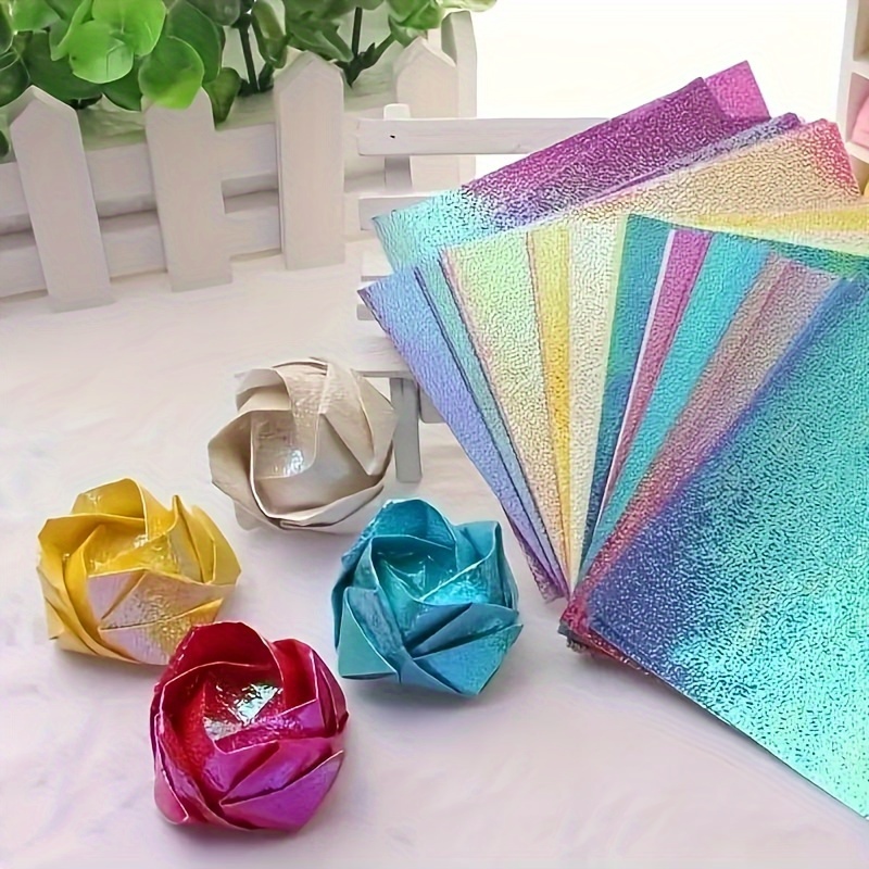 

100pcs Glitter Paper Sparkling Bird Origami Shining Square Paper Handmade 3.94*3.94inch