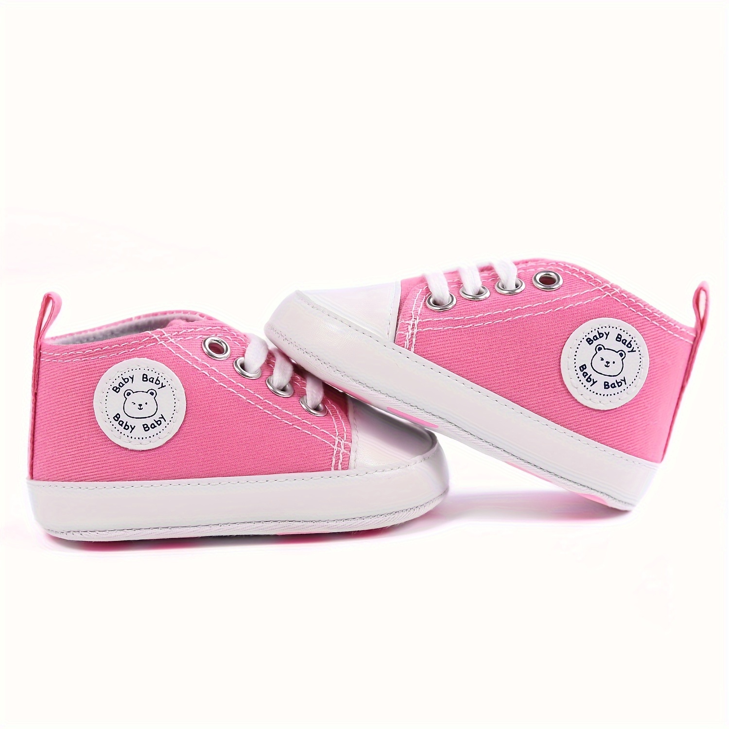 RABEISIR Baby ' Toddler Walking Shoes - Soft Canvas Sneakers with EVA Cushion, Adjustable Lace-Up Low-Top Design, 4-Color Options (White/Pink/Black/Red) for All-Season Casual & Party Wear, Party Toddler Sneakers | Classic Sneaker Design | EVA Cushioned Sole, Toddler Shoes, RABEISIR