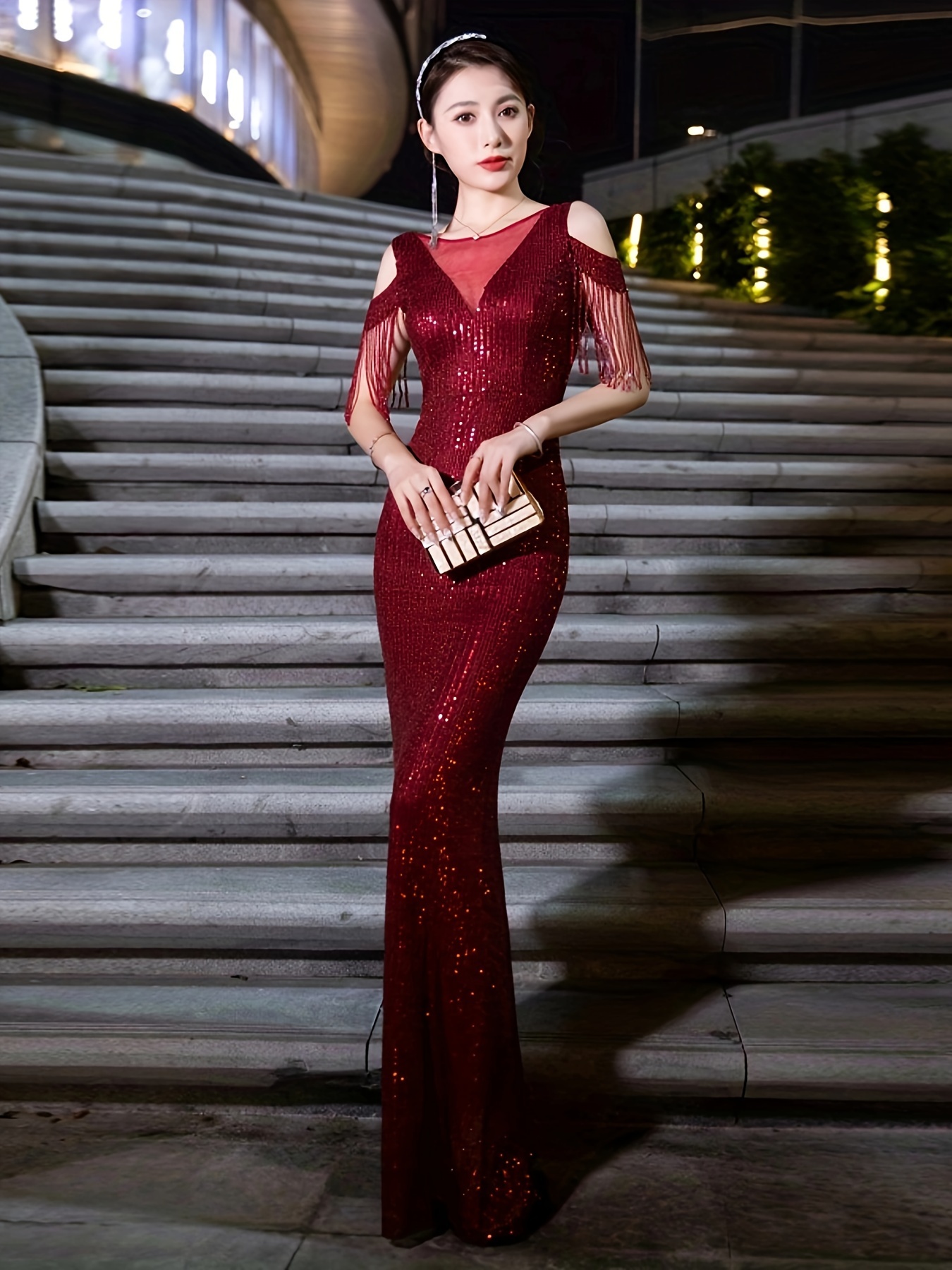 Evening Gown for Women * Luxury Niche High-End Design Sense Banquet * *  Sequin Mermaid Long Dress