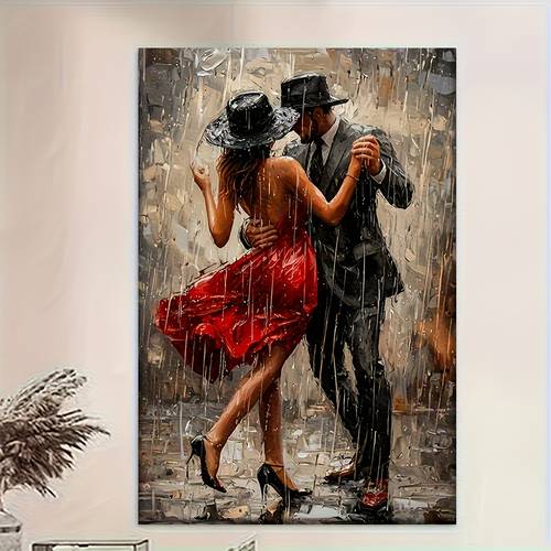 1pc classic framed oil painting romantic couple dancing abstract art decor for living room library bar ideal gift for birthday holiday valentines day easter salon decor