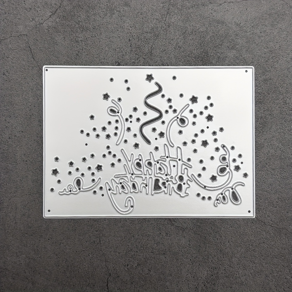 1pc Birthday Card Embossing Die, Handmade Paper Embossed Book Album Gift, Embossed Photo Embossed Album, Birthday Card Frame Silver Gray Metal Cutting Die For Paper Card Embossing To Make Card Gift