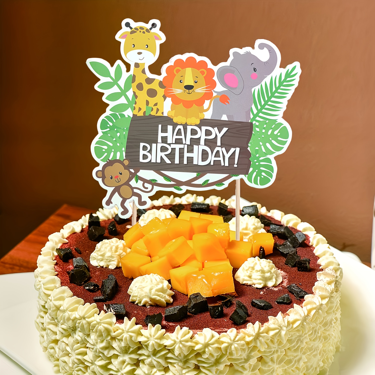 1pc Animals Happy Birthday Cake Decorations, Perfect For Boys, Girls, Jungle Themed Parties, Or Baby Showers