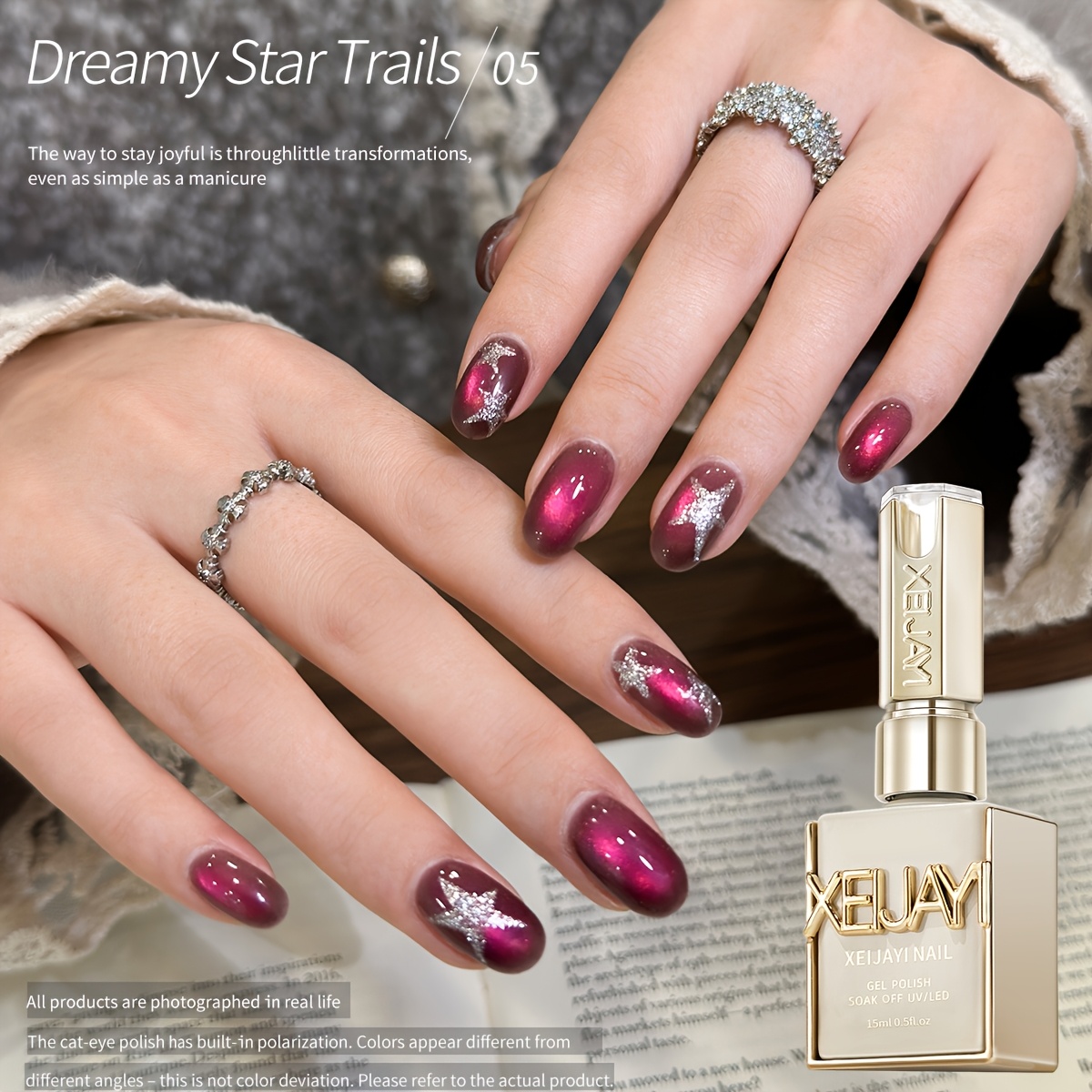Image of 1pc Cat Eye Nail Trends 2025 Holographic Nail Art 15ml Reflective Magnetic Nail Gel Soaking Led Gel Salon Female Nail Art Tools Gel