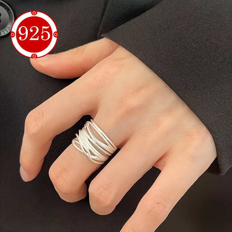 925 Silver Low Allergy Adjustable Ring, Women's Gift