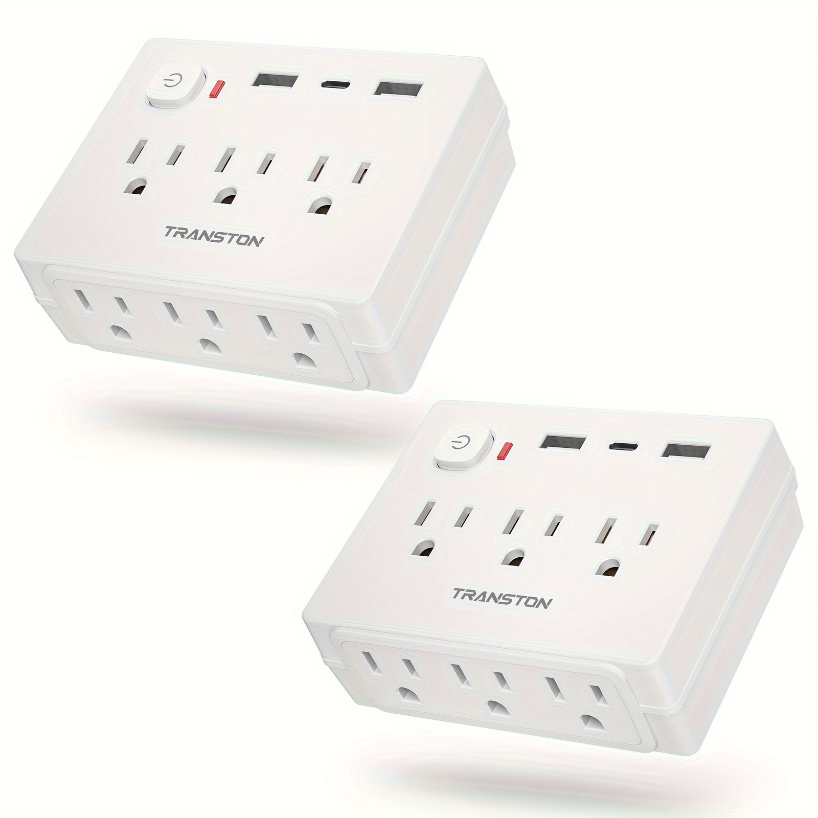 

2 Pack, Mini Portable Protector , 9-in-1 6 Outlets 2 Usb Ports 1 Type-c, For Home, Travel, Office, White