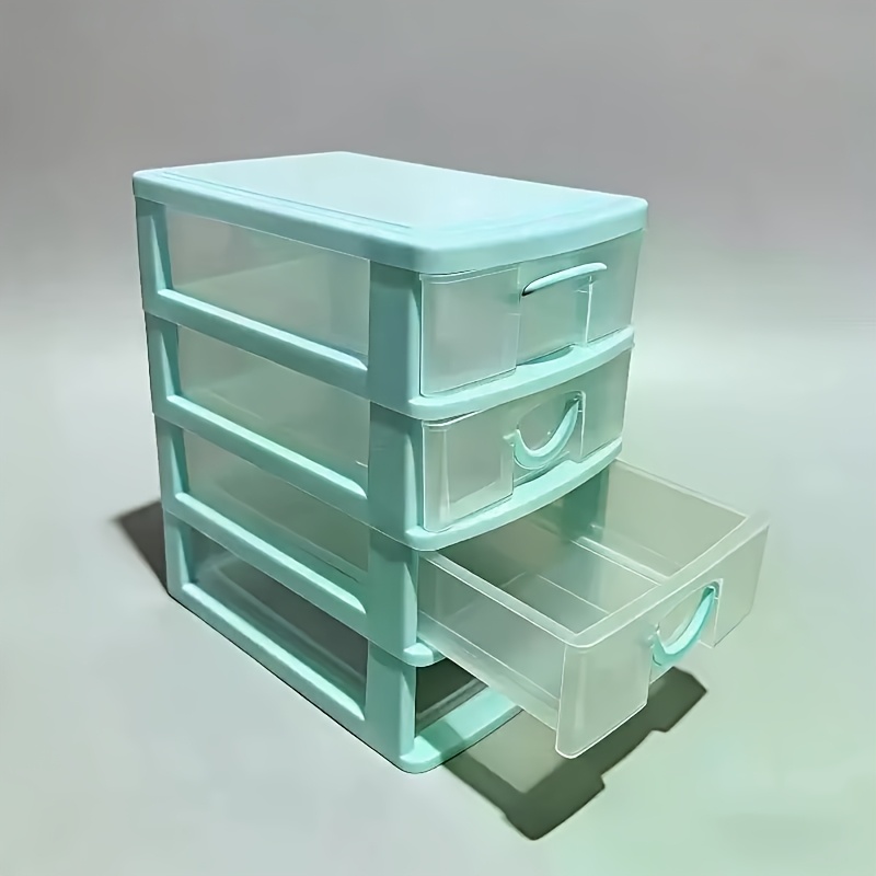 TEMU 1 Pack 4-layer Drawer Storage Box, Mini Desktop Organizer For Rhinestones, Beads, Hardware, Jewelry & Small Bits, Compact Countertop Drawer Unit