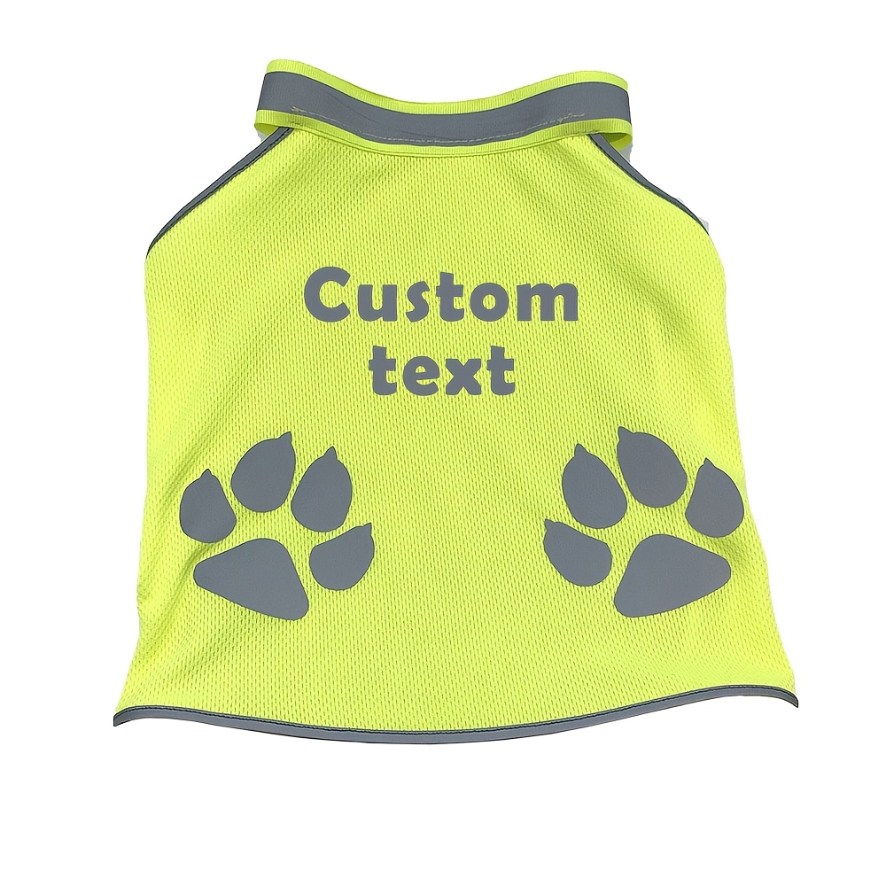 TEMU [customized]personalized Dog Reflective Vest With Custom Name Paw Print Breathable Mesh Pet Safety Coat