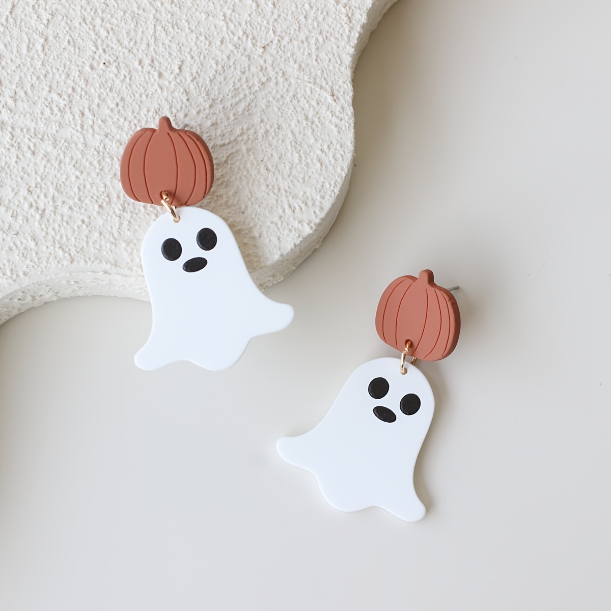 Women's Halloween Pumpkin Ghost Acrylic Drop Earrings, Cute Design