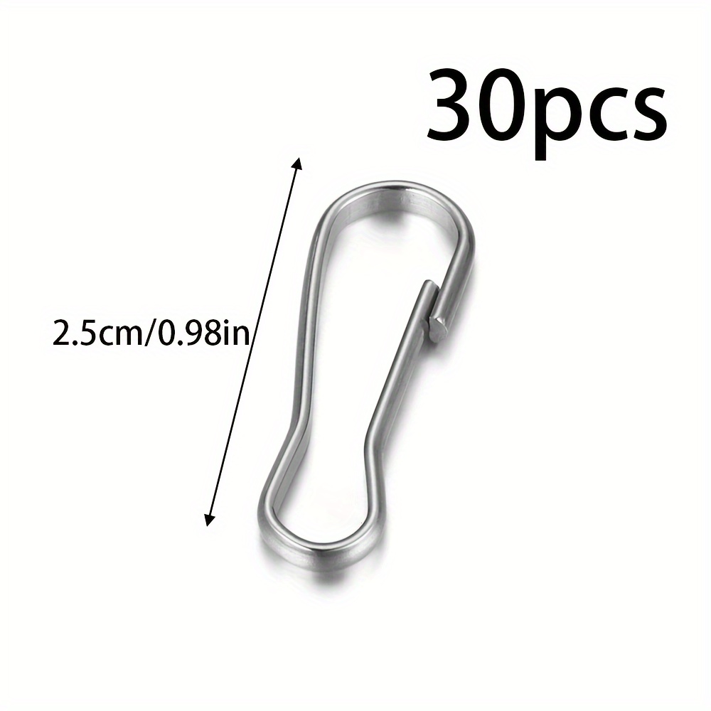 30pcs Stainless Steel Snap Spring Clip Clasp Keychain Hooks Rings Lanyards Hanging Keychaine Keyring Connector Accessory
