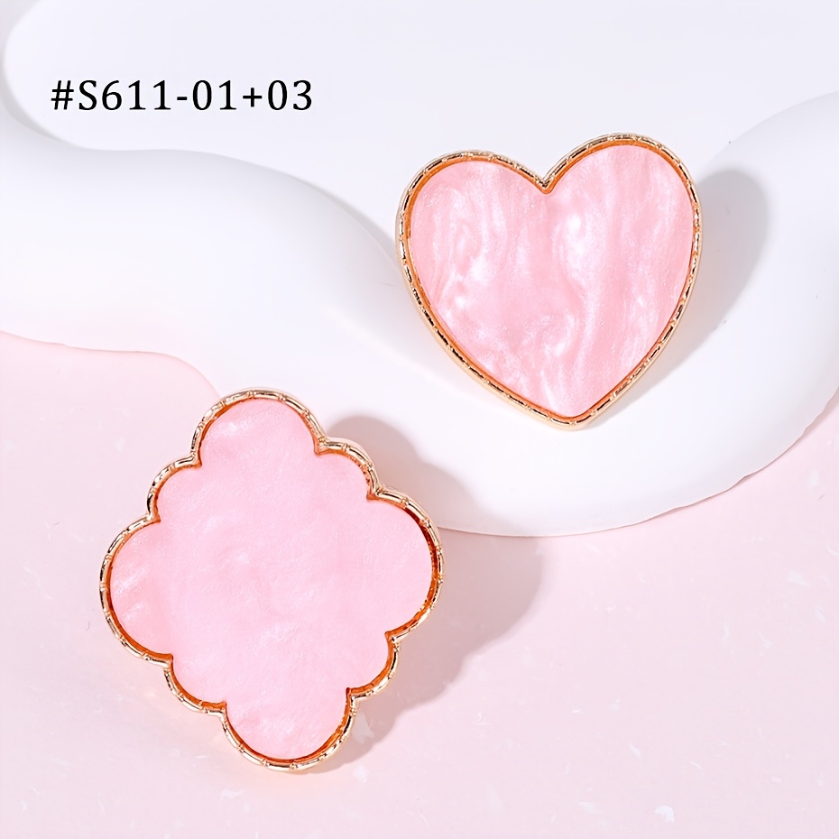 TEMU 2pcs Sweet /korean Nail Art Palette With Agate Golden- Resin Painted Ring Suitable For Nail Polish Display, Adjustable Multi-shape Tool For Nail
