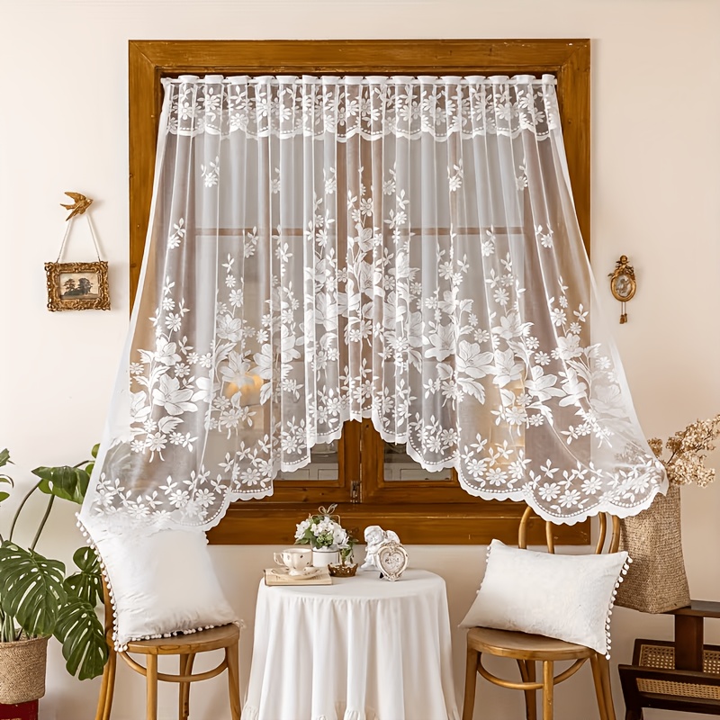 TEMU 1pc Romantic Lace Arch Transparent Curtain, Suitable For Home Decor. The Sheer Particularly Ideal For Living Rooms, Kitchens, And Room