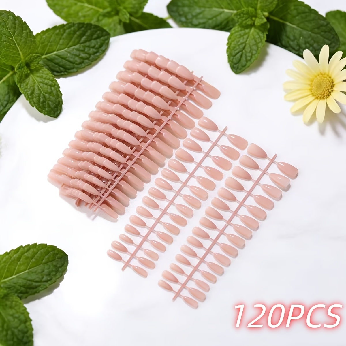 E-shop 120 Stück Nude Kurze Mandelform Glänzende Press-On Nägel, Modische Elegante Einfache Künstliche Nägel, Geeignet für Frauen für Feiertage,