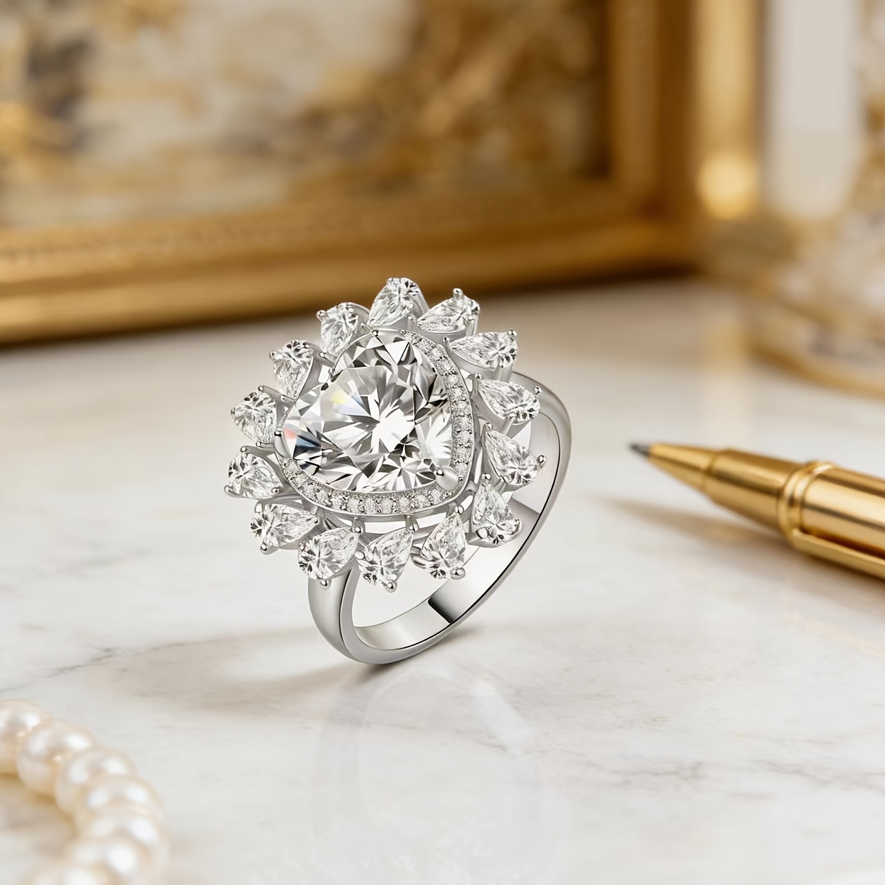 Women's Heart-Shaped Zirconia Ring, Unique Aesthetic