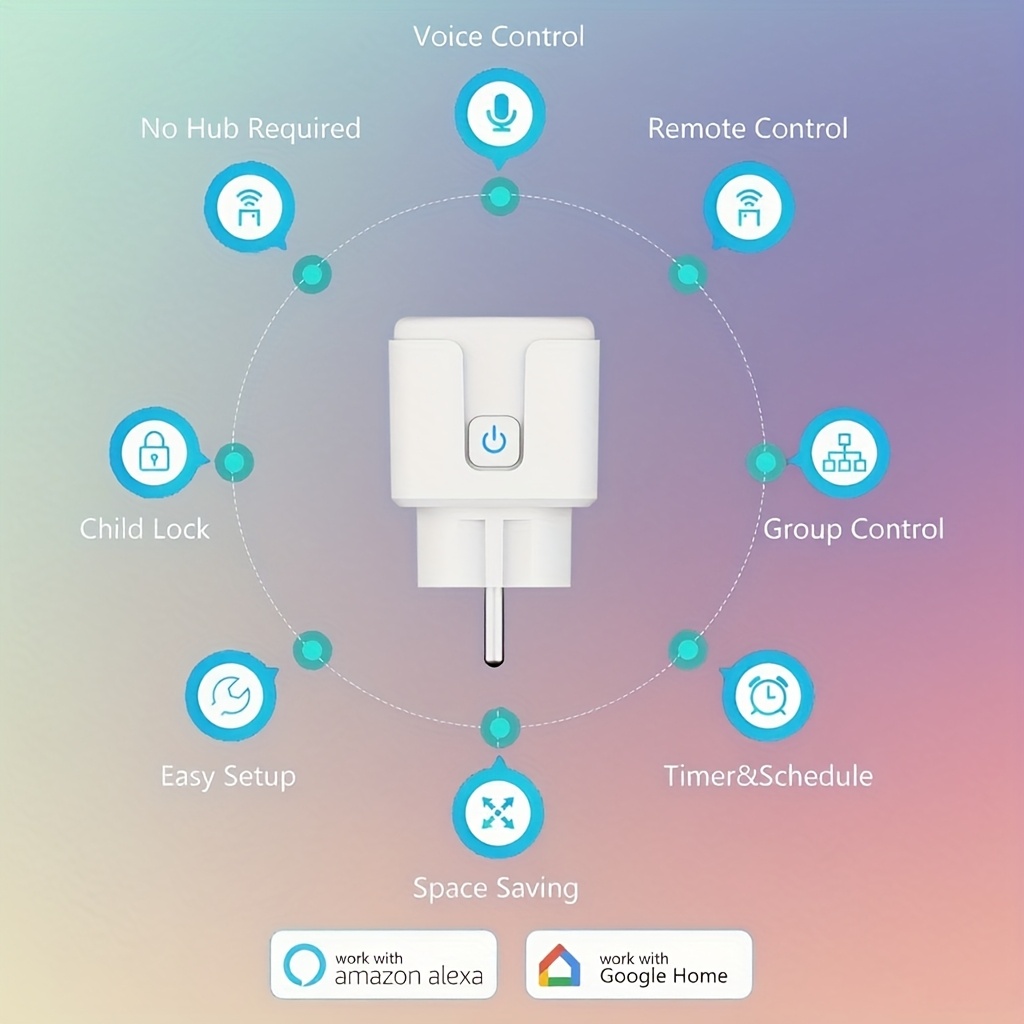 Priza inteligentă tuya wifi cu ștecher european 16a, activare vocală prin alexa și google home, control de la distanță prin aplicație, funcție timer și monitorizare a consumului de energie