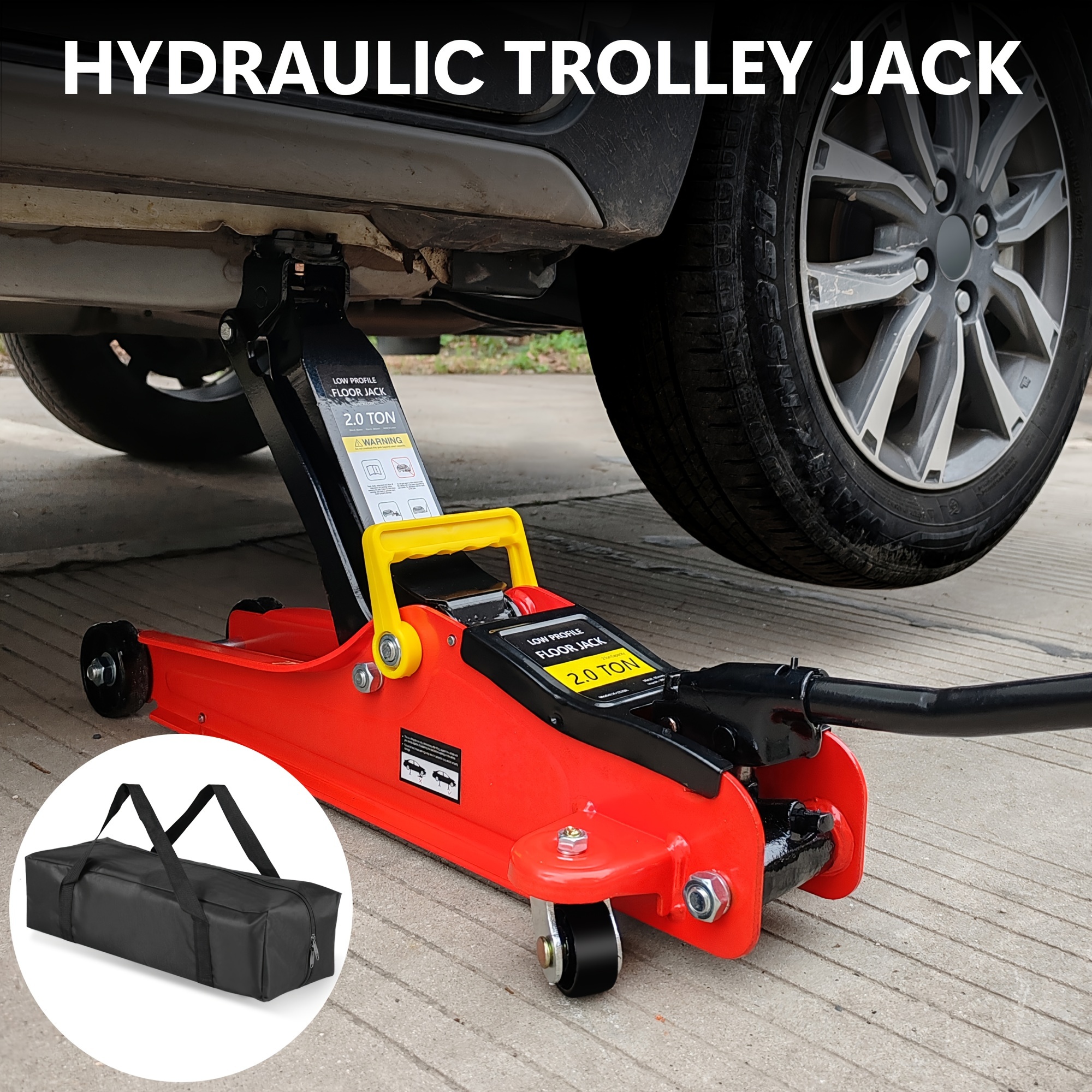 

Floor Jack, Low Profile Floor Jack, Yduty Steel Racing Floor Jack With Single Piston Pump, Floor Jack Lifting Range 3.3"-15.2" Red