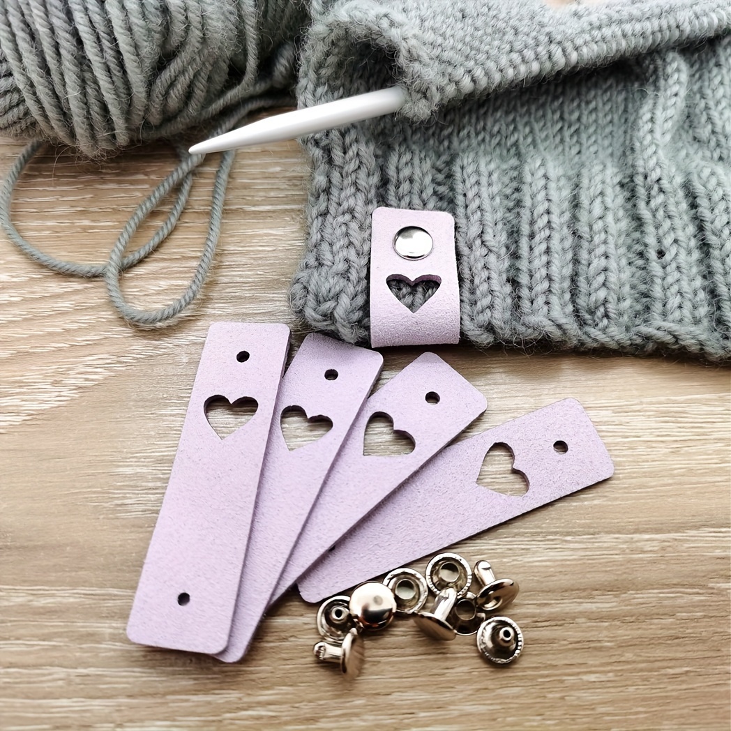 

10pcs Handmade Tag Hollow ""heart"" Design, With 10 Sets Of Nails, Leather Tag, Crochet Tag, Leather Tag For Handmade Products, Handmade Tag, Beanie Tag