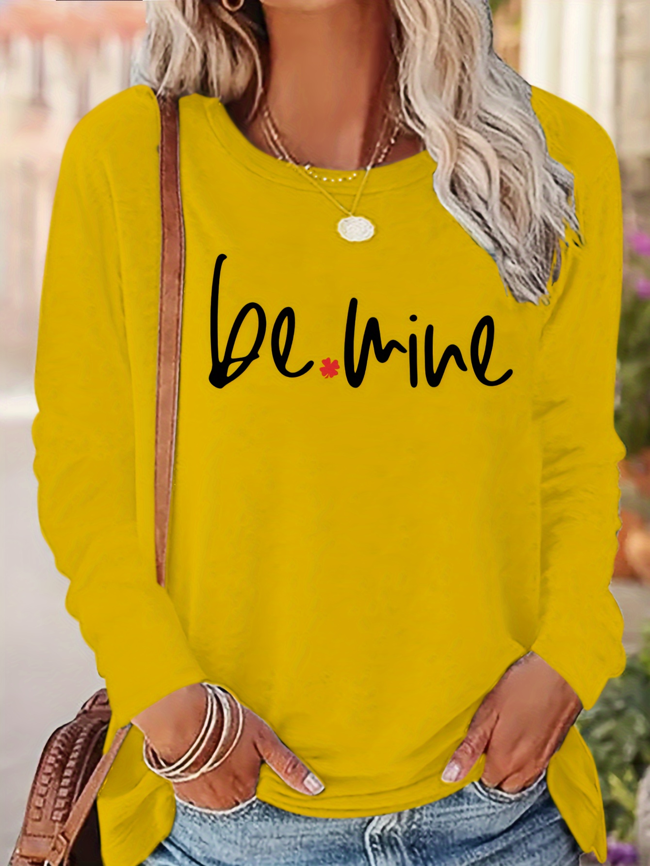 Letter Print T shirt Long Sleeve Crew Neck Casual Top Spring - Temu Canada