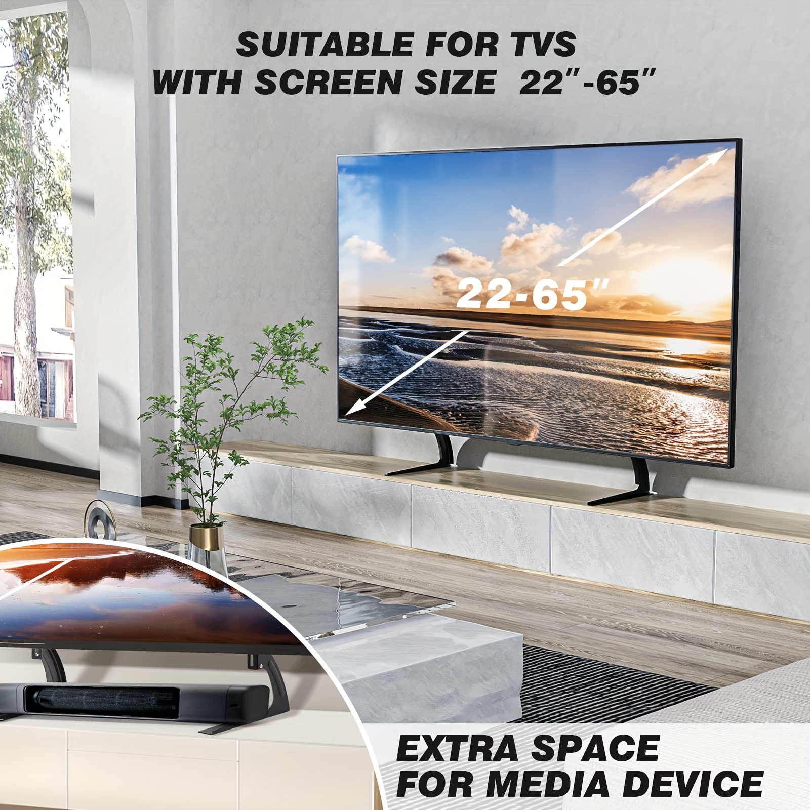 Soporte/base universal para TV de mesa/patas para la mayoría de las  pantallas planas de TV LCD LED Plasma de 22 24 26 32 37 40 42 46 47 50 55  65