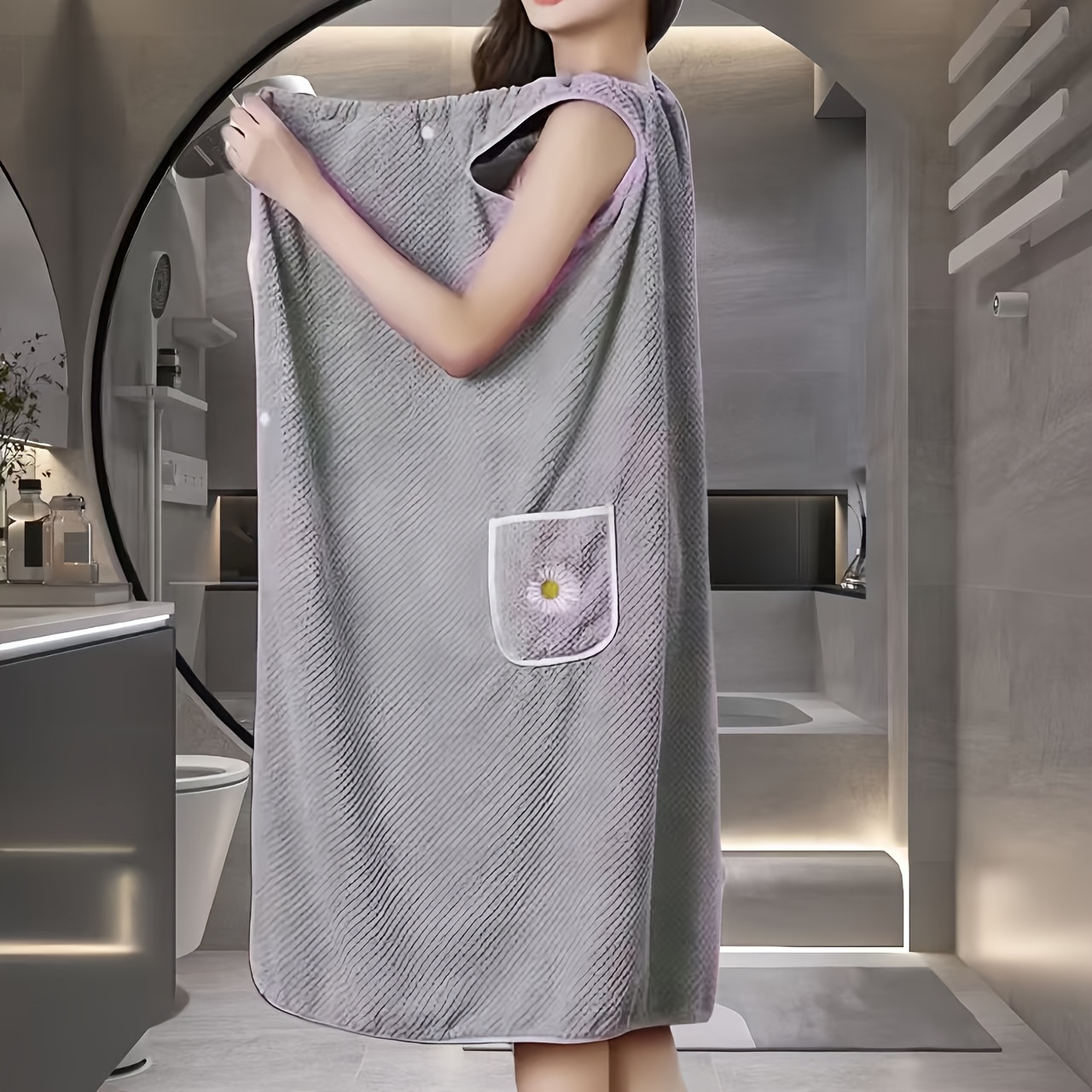 Ultra-Soft Sleeveless Bathrobe with Stylish Pocket Quick-Dry Comfort Gift