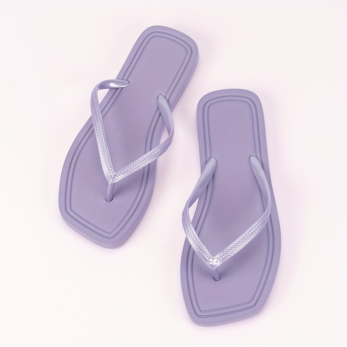 Women'S Summer Fashion Flip-Flops - Comfortable, Durable EVA Material, Flat Heel, Slip-On Thong Sandals for Beach & Casual Wear, Black with White Stripe, Ladies Sandals