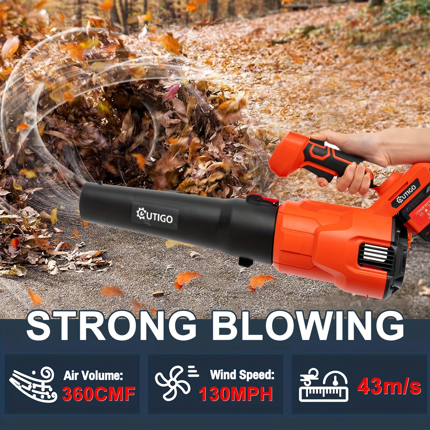 cordless electric leaf blower with   5 ah 21v rechargeable batteries and charger 120 mph   min multi purpose yard driveway snow car dust removal blower for lawn care details 3