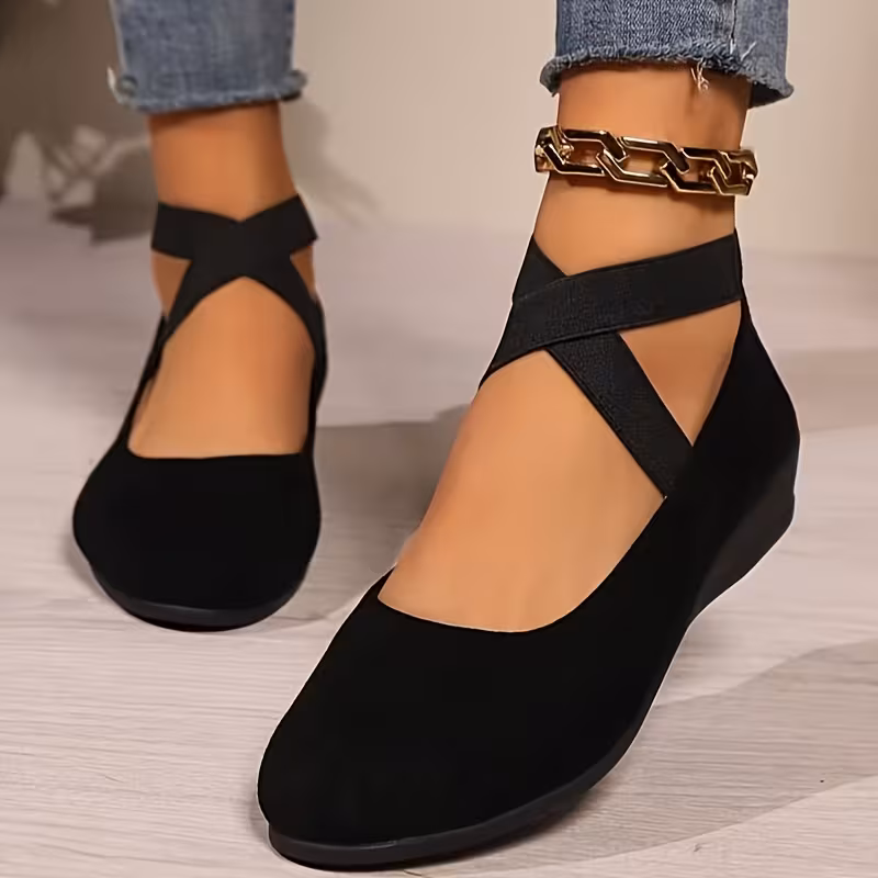 chaussures élégantes pour femme, chaussures habillées pour dame, chaussures plates basses décontractées à enfiler avec lanières croisées et petit talon compensé pour printemps/automne, chaussures pour femme Détails du produit 0