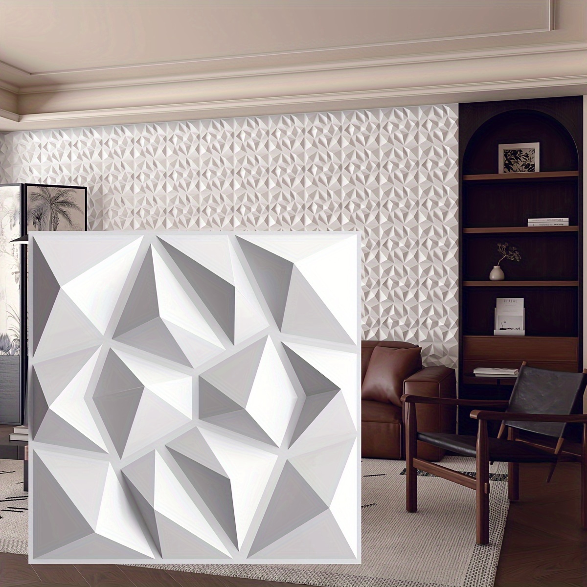 

30pcs Diamond Texture 3d Wall Panels - Waterproof & Oil Proof, For Kitchen, Living Room, Bedroom, Office Decor