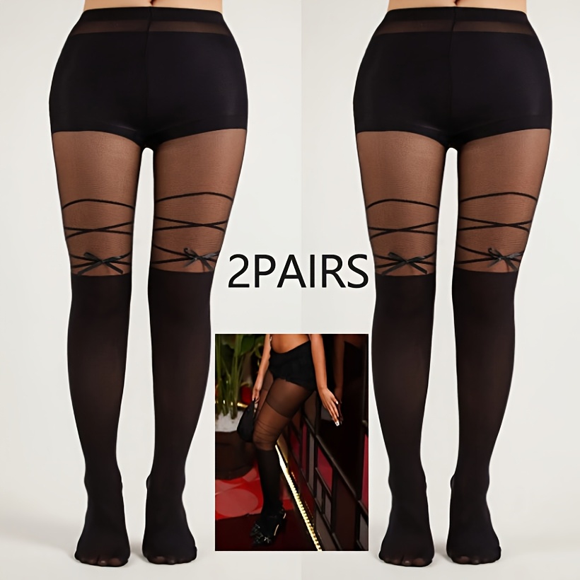 Image of Women's Tights Cross Bow Leggings Spring Summer Style Tight Socks Anti-snag High Waist High-elastic Tights Sexy Elegant Suitable For Daily Use