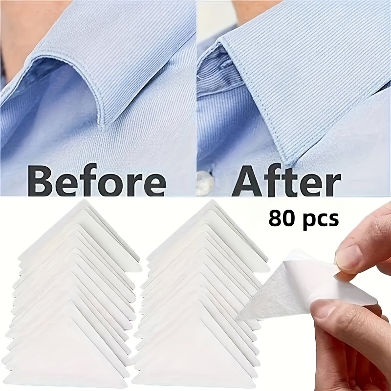 10/30/50/80pcs Of Triangle Collar Sticker, Shirt Collar Fixing Sticker, Self-adhesive Collar Support Pad, Keep The Collar Flat