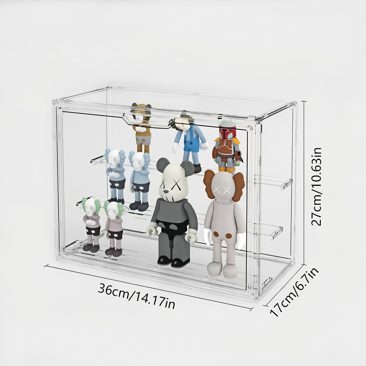 TEMU Clear Acrylic Display Storage Box, Dustproof Cabinet For Action Figures, Cosmetics And Perfumes, Stackable Desktop Dust-proof Display Organizer