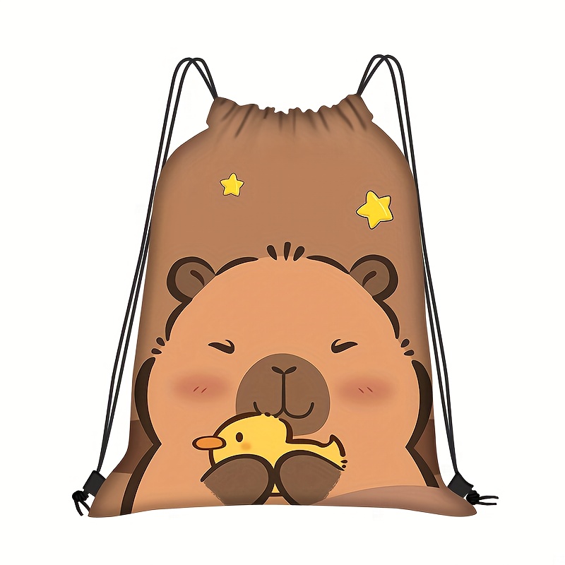 Image of Capybara Duck Backpack, Christmas Party Gift Bag For Gym, Yoga & Travel, Softshell Design Multifunctional Durable Drawstring Bag