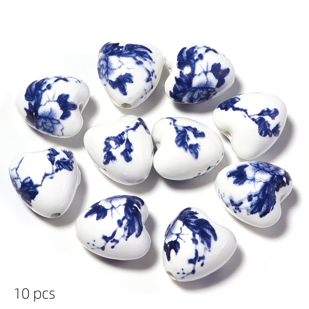 10pcs Random Color Ceramic Peach Heart Beads for Jewelry Making