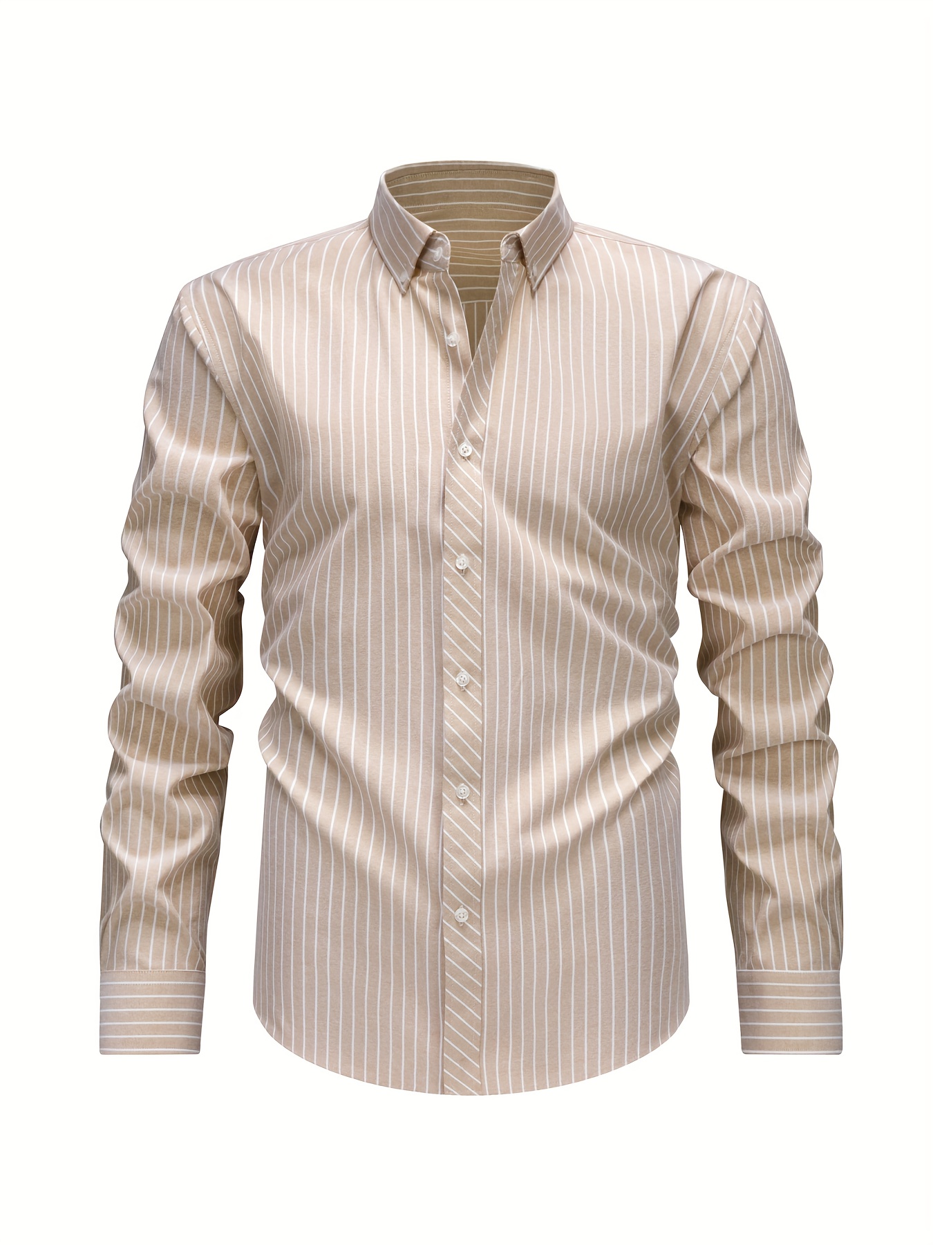 Oxford Shirts, Men'S Casual Stylish Long Sleeves, Business Loose Shirts, Button- Striped Dress Shirts, Long-Sleeve Collared Office Work Shirts with Fine Stripes, Perfect for Casual Outings And Streetwear