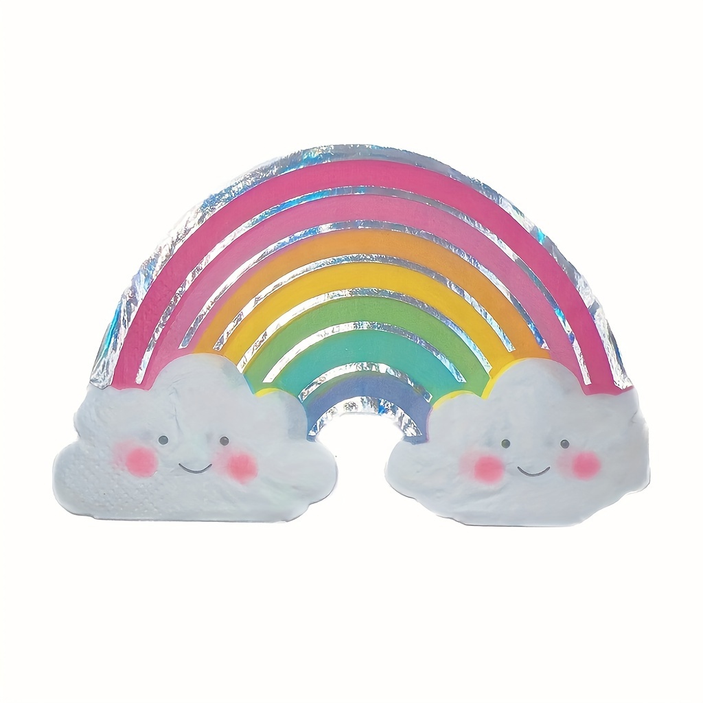 Image of 16/48pcs Rainbow Napkins, Rainbow Holographic Disposable Serviettes, Rainbow Birthday Party Decorations Birthday Party Irregular Paper Plates Rainbow Party Decorations