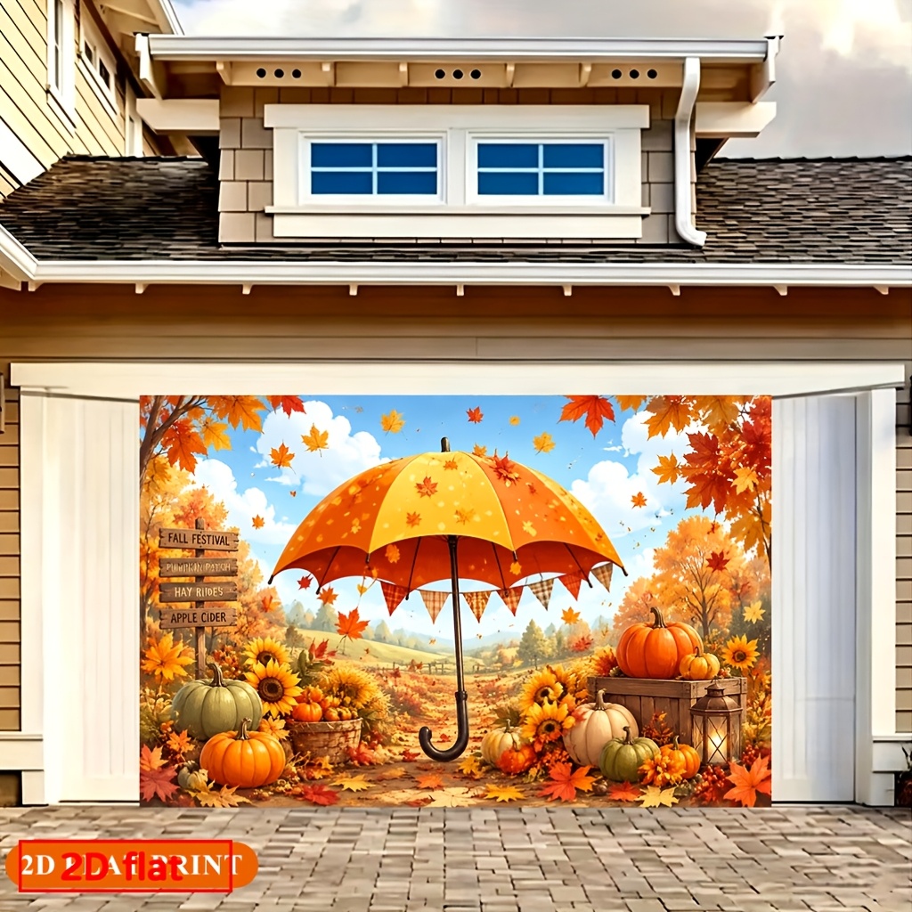 Autumn Leaves Pumpkin Scene Polyester Backdrop