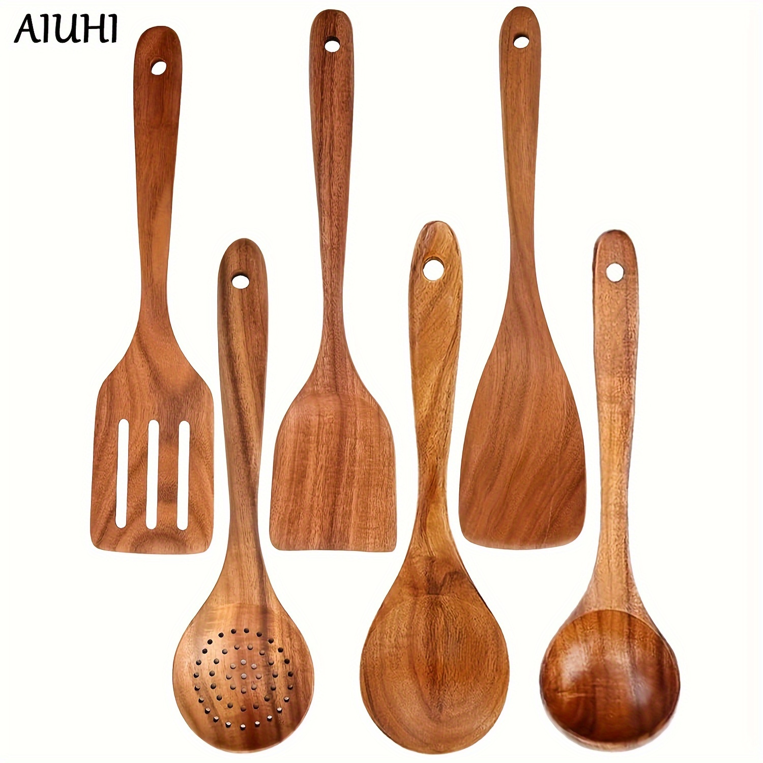 

6pcs Wooden Kitchen Utensil Set - Cooking Spoons & Spatulas, Essential For Home And Restaurant Use