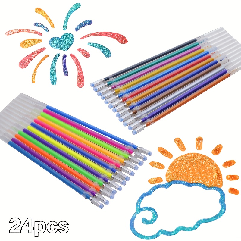 Glitter Gel Refills - Multicolor Ink Cartridges For Art, Craft & Writing - Gel Ink Pen Set | Organize The Display Box | Durable Plastic