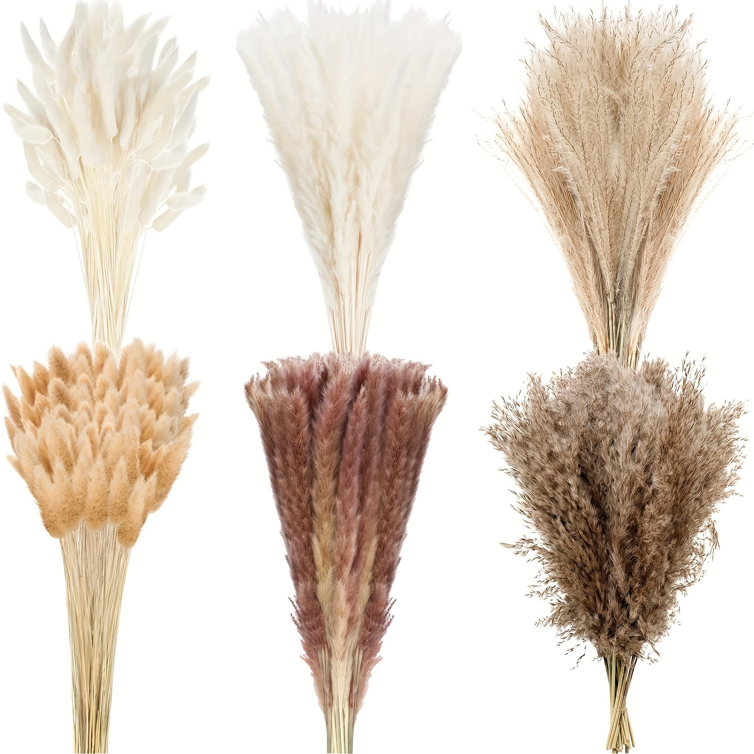 

325pcs Dried Pampas Grass Decor, 17 Inch Flowers Bouquet With Fluffy And Tall Reed Grass, Natural Decorative Plumes For Wedding, Home Table, Rustic Farmhouse Party Decor, Garden Decorations