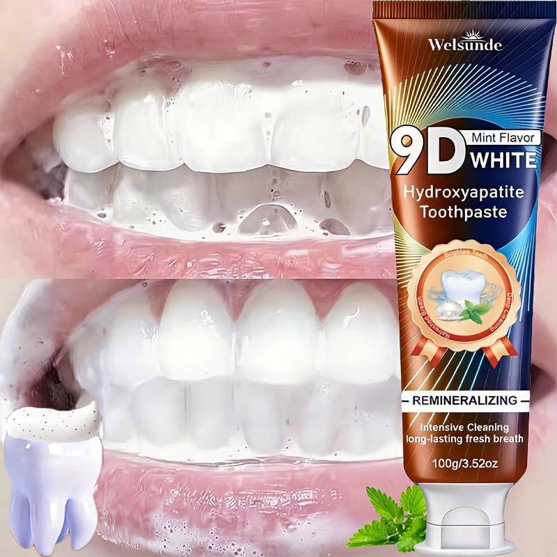 9  hydroxyapatite remineralizing toothpaste whitens teeth remineralizes for   cleaning removes stains     deep   and polishes for a       for sensitive teeth an essential