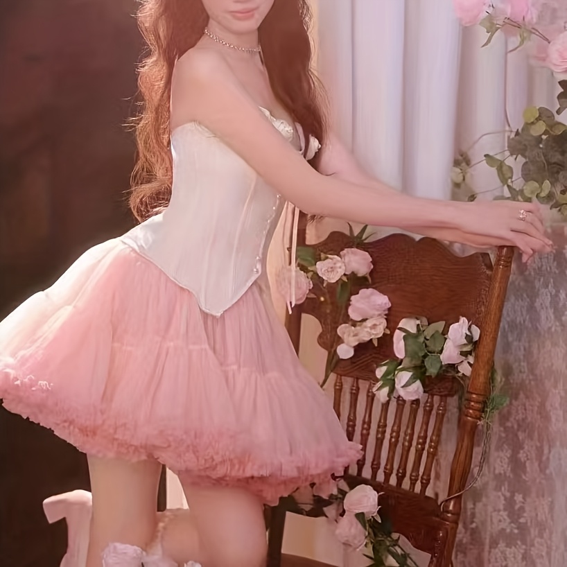 Image of Princess~ Ballet Fantasy Cloud Skirt Hoop Lolita Style Soft Tulle Girly Cute Ballet Tutu Princess Skirt