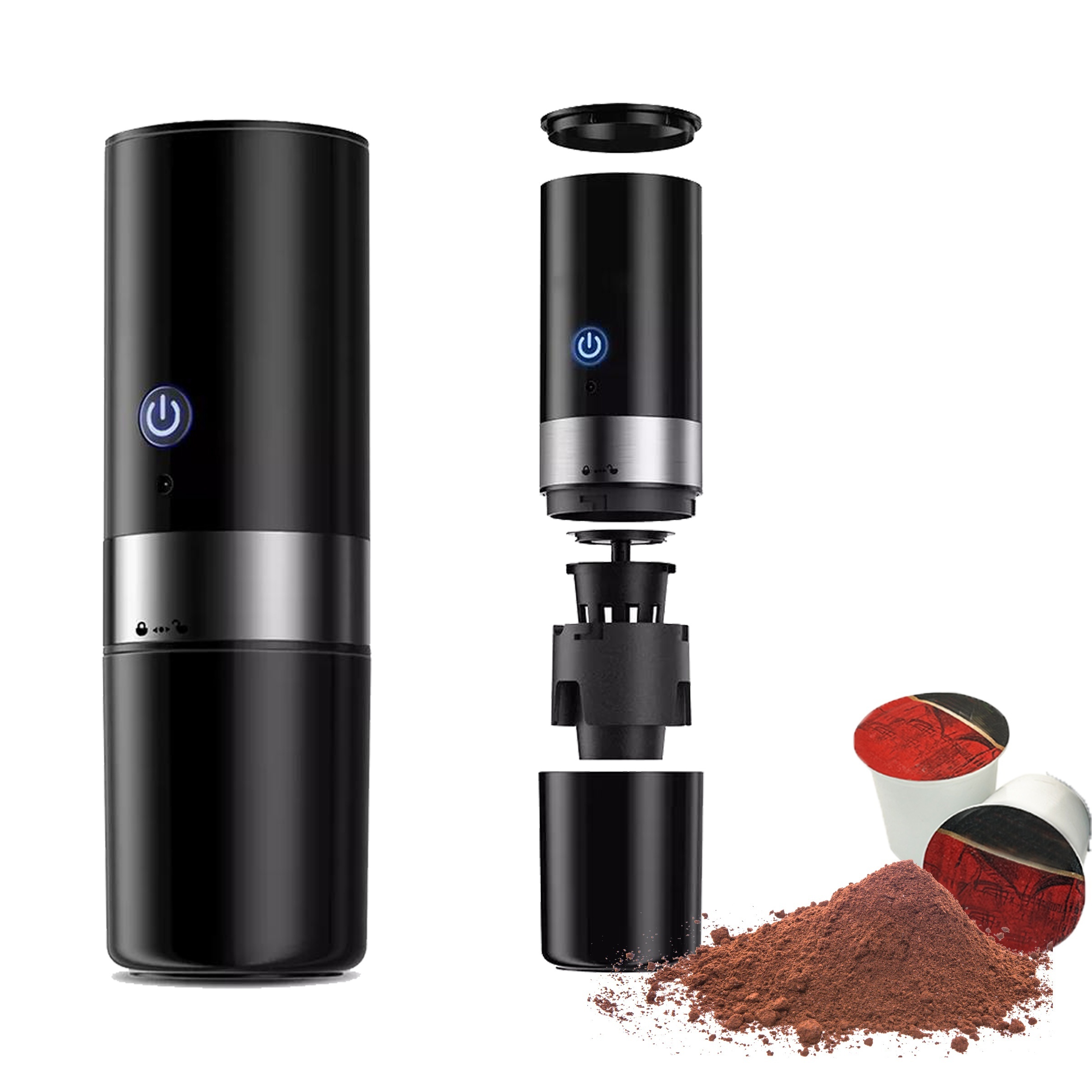 

Portable Coffee Machine Capsule Maker With Built-in Filter Electric Usb Handheld Coffee Grinder For