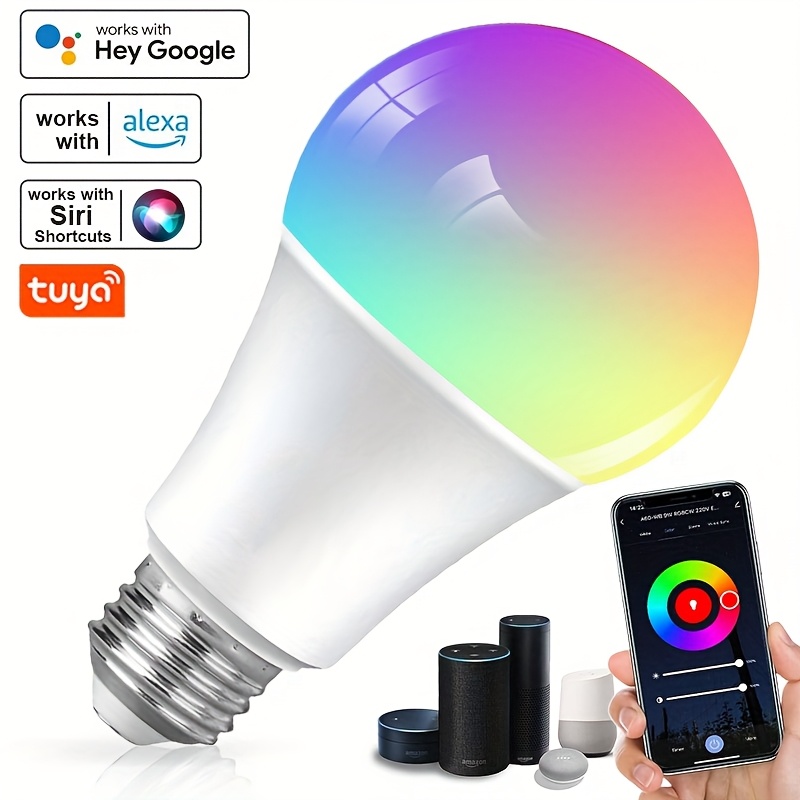 1 60 smart led light bulbs, e27 base, 9w rgb wifi with color changing & tuneable white 2700k-6500k, remote control and voice control, compatible with alexa, assistant,  , no hub required for christmas decoration 0